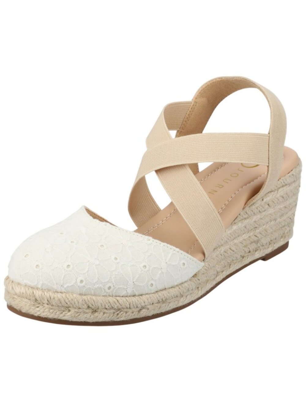 Journee Collection Ashlee Wedge Espadrille Sandals White / Raffia Brown 6.5W - Picture 10 of 10